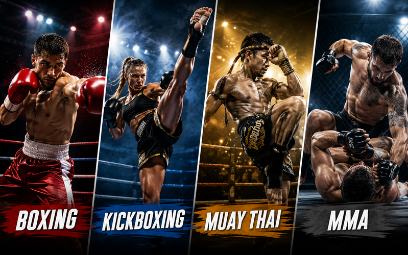 Boxing tập trung vào đòn đấm, trong khi các môn võ khác có thêm đá, gối, chỏ hoặc vật